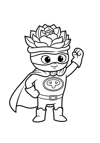 Coloring Page: Superhero Succulent Coloring Page