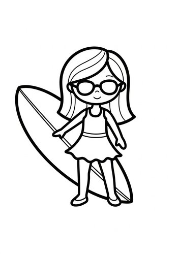 Surfer Girl Coloring Page Fun