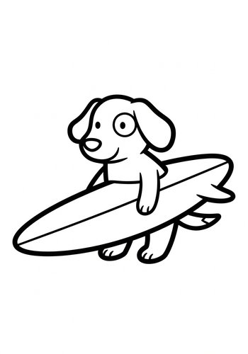 Surfing Dog Coloring Page: Hang Ten