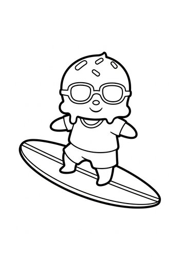 Surfing Ice Cream Coloring Page