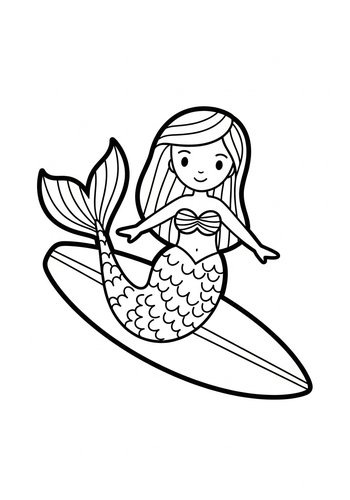 Surfing Mermaid Coloring Page: An Aquatic Adventure
