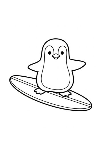 Coloring Page: Surfing Penguin Coloring Page: Ride The Wave
