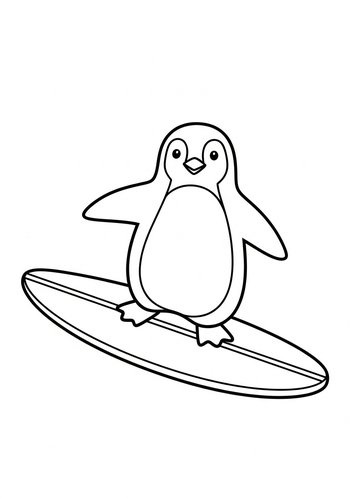 Surfing Penguin Coloring Page: Waves Of Fun