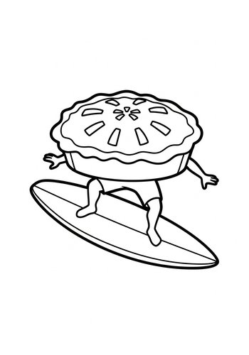 Surfing Pie Coloring Page: Catch The Wave