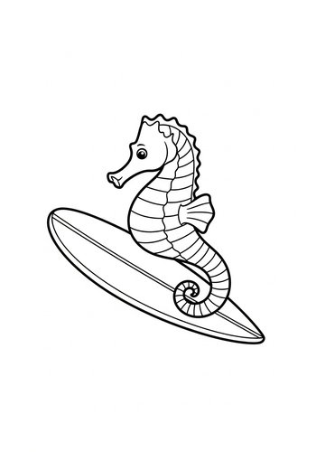 Surfing Seahorse Coloring Adventure