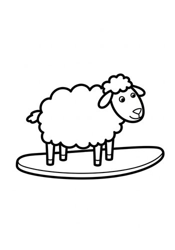 Surfing Sheep Coloring Page