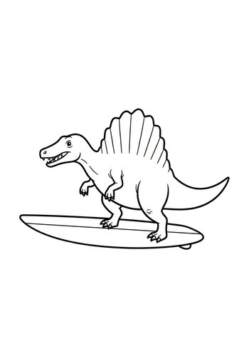 Surfing Spinosaurus Coloring Page