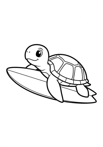 Surfing Turtle Coloring Page For Kids