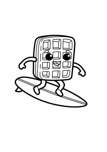 Surfing Waffle Coloring Page