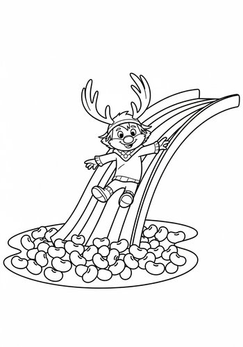 Sven Sliding Down A Rainbow Slide Into A Pool Of Jelly Beans Coloring Page