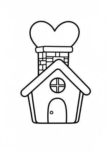 Sweet Home Coloring Page: Heart Chimney