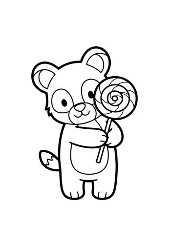 Sweet Treat Bear Coloring Page