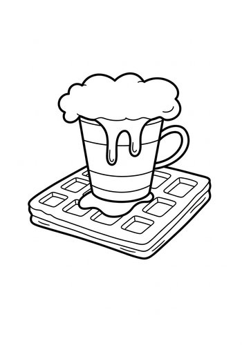 Sweet Treat Coloring Page: Coffee And Waffle Fun