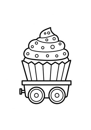 Sweet Treat Express: Cupcake Train Coloring Page