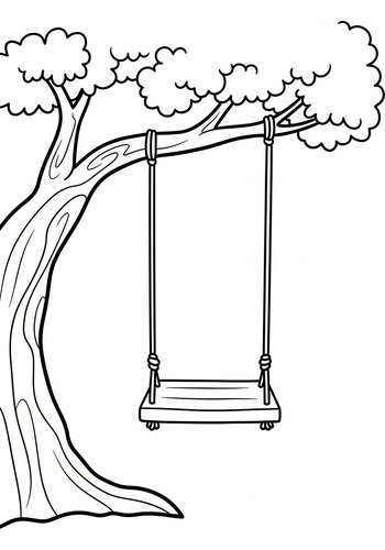 Swing Into Fun: A Tree Swing Coloring Page