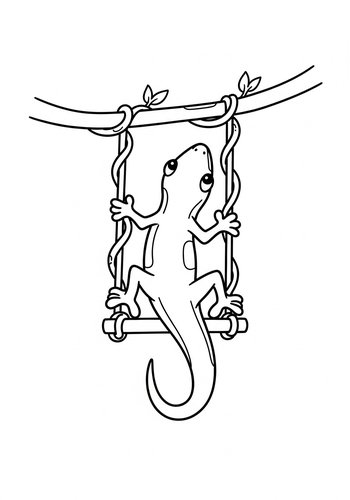 Swinging Lizard Coloring Page