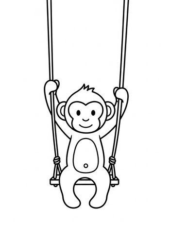 Swinging Monkey Coloring Page