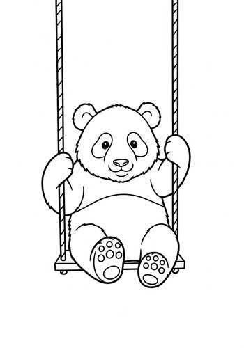 Swinging Panda Coloring Page