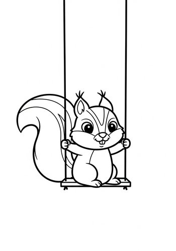 Swinging Squirrel Coloring Fun