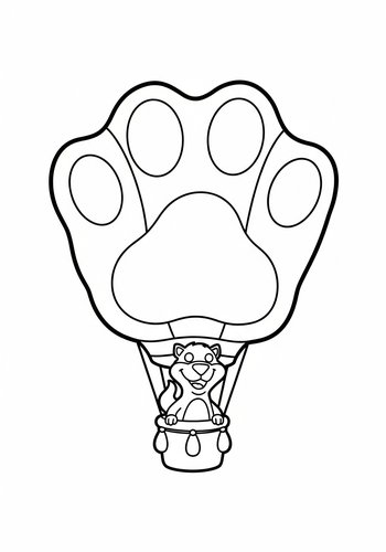 Swiper Floating In A Hot Air Balloon Shaped Like A Giant Paw Print Coloring Page