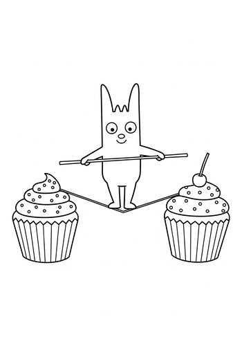 Sykes Balancing Act: A Cupcake Tightrope Coloring Page