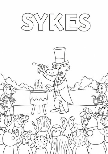 Sykes Performing Magic Tricks For A Crowd Of Amazed Animals Coloring Page