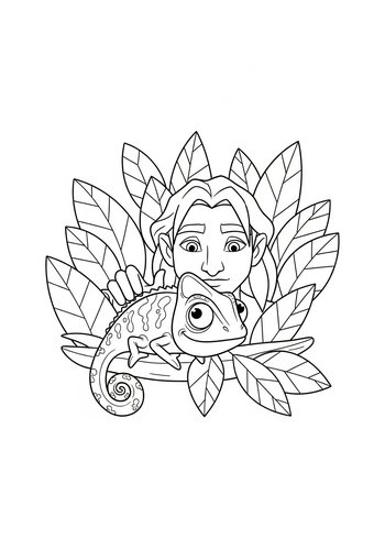 Tarzan And Chameleon Peek-a-boo Coloring Page