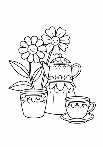 Tea Party Coloring Page: Brew Up Some Fun