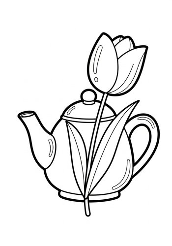 Tea Time Tulip Coloring Page