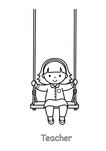 Teacher On A Swing Coloring Page