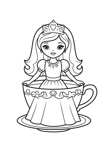 Teacup Princess Coloring Page: A Royal Brew