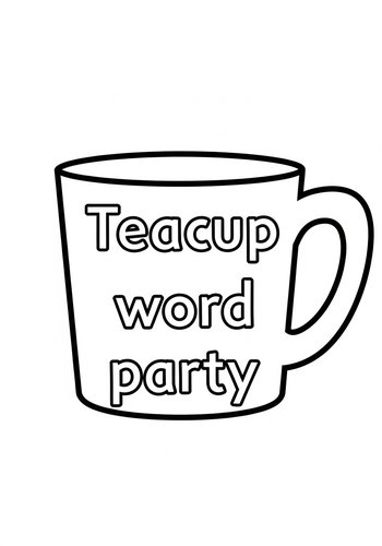 Teacup Word Party Coloring Page