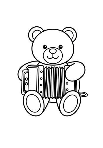 Teddy Bear Accordion Coloring Page
