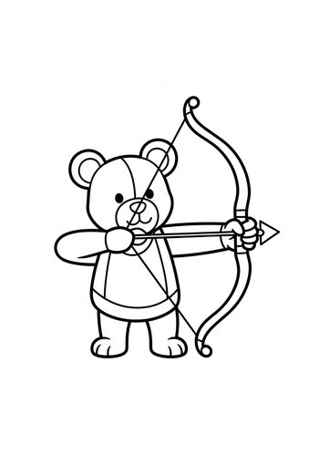 Teddy Bear Archer Coloring Page