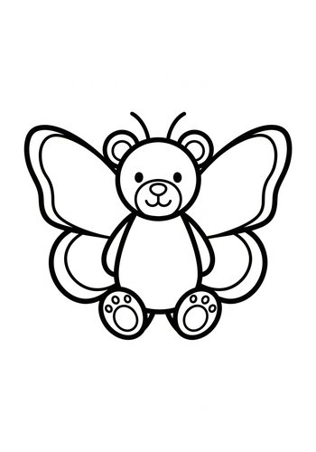 Teddy Bear Butterfly Coloring Page