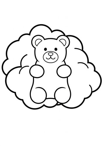 Teddy Bear In The Clouds Coloring Page