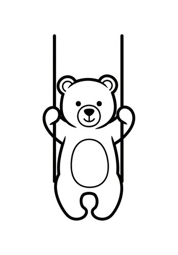 Teddy Bear On A Swing Coloring Page