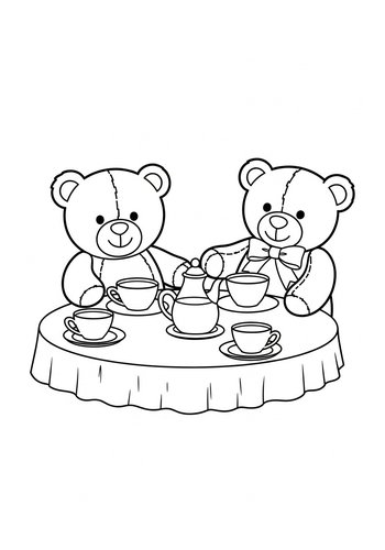Teddy Bear Tea Party - Coloring Fun