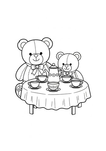 Teddy Bear Tea Party Coloring Page