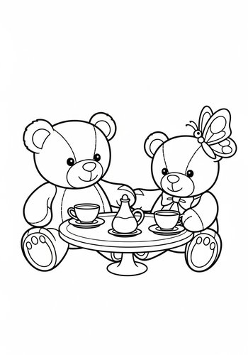 Teddy Bear Tea Party Coloring Page