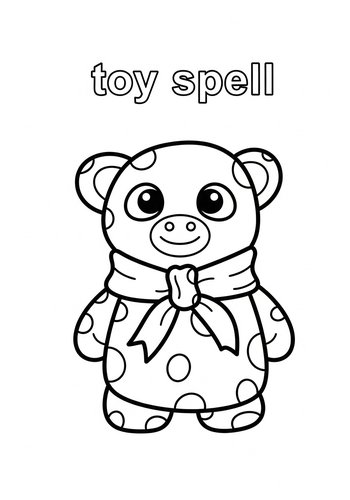 Teddy Bear Toy Spell Coloring Page