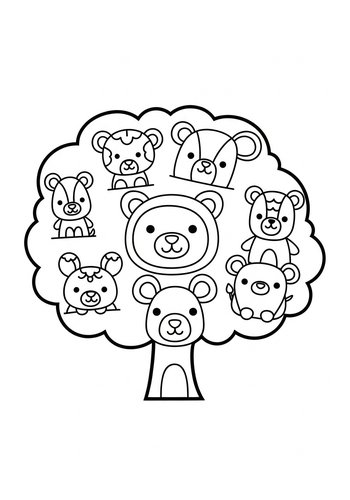 Teddy Bear Tree Coloring Page