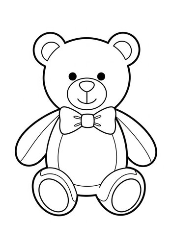 Teddy Bear With Bow Tie Coloring Page