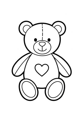 Teddy Bear With Heart Coloring Page