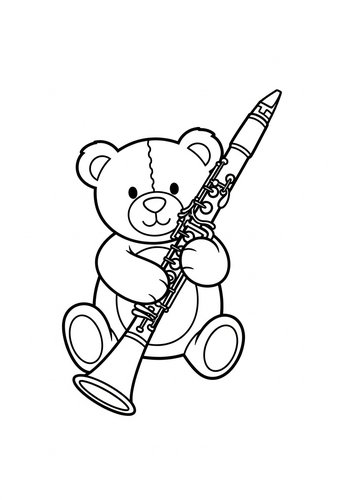 Teddy Bear's Clarinet Concert: Coloring Page Fun