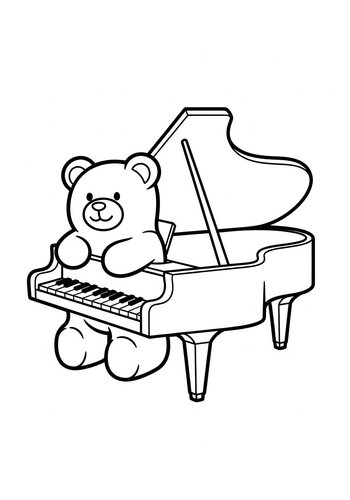 Teddy Bear's Piano Recital - Coloring Page Fun