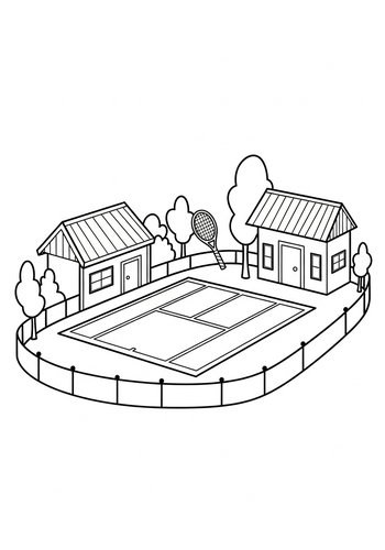 Tennis Court Coloring Page: Sporting Fun