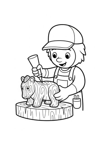 Terk Carving A Wooden Sculpture Coloring Page