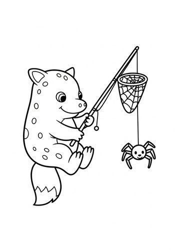 Terk Fishing With A Spider Web Net: Coloring Page Fun