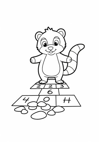 Terk Playing Hopscotch With Colorful Stones - Coloring Page